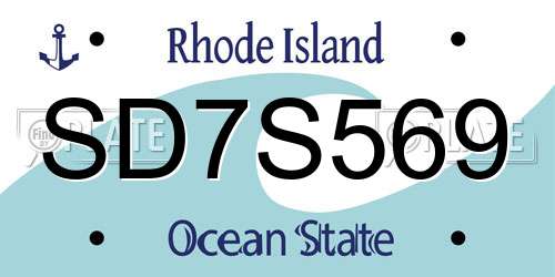 SD7S569 Rhode Island License Plate