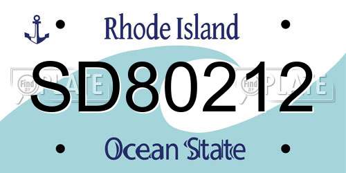 SD80212 Rhode Island License Plate