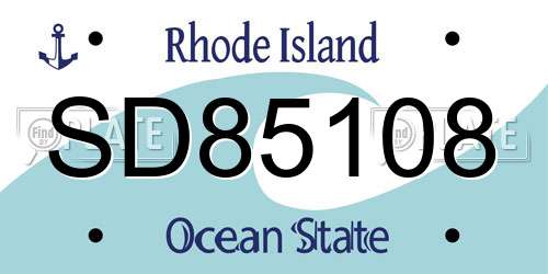 SD85108 Rhode Island License Plate