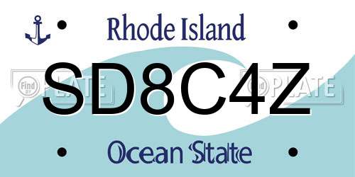 SD8C4Z Rhode Island License Plate
