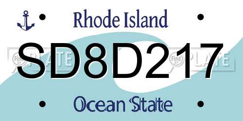 SD8D217 Rhode Island License Plate