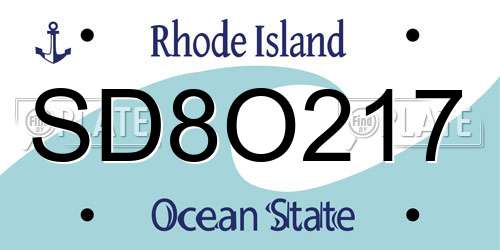 SD8O217 Rhode Island License Plate
