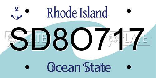 SD8O717 Rhode Island License Plate