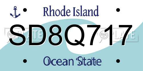 SD8Q717 Rhode Island License Plate