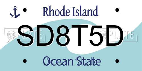 SD8T5D Rhode Island License Plate