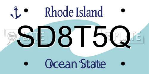 SD8T5Q Rhode Island License Plate