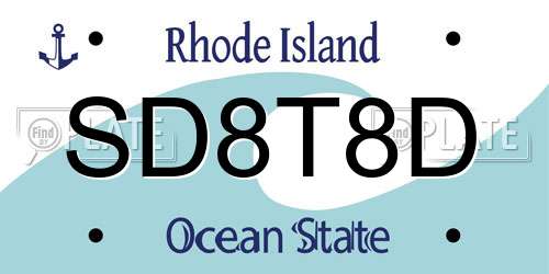 SD8T8D Rhode Island License Plate