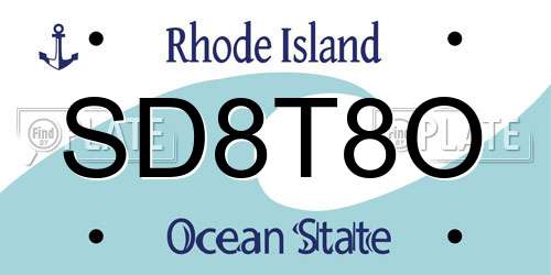 SD8T8O Rhode Island License Plate