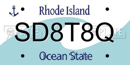 SD8T8Q Rhode Island License Plate