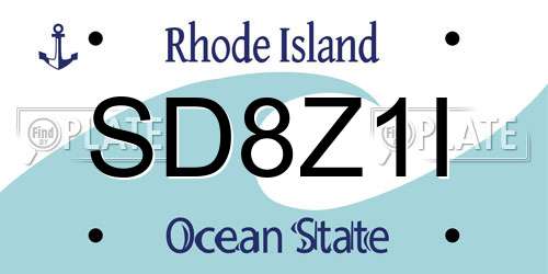 SD8Z1I Rhode Island License Plate
