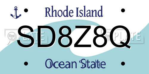 SD8Z8Q Rhode Island License Plate