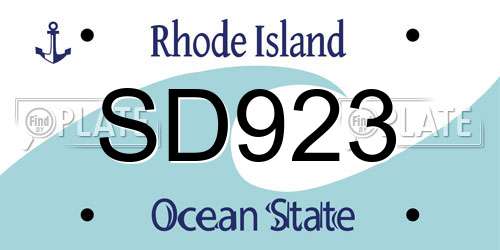 SD923 Rhode Island License Plate