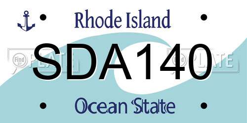 SDA140 Rhode Island License Plate