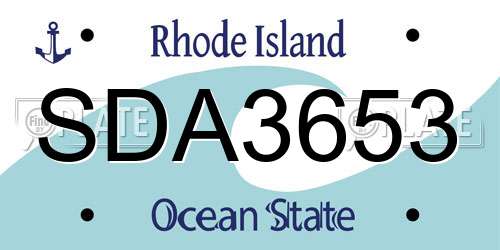 SDA3653 Rhode Island License Plate