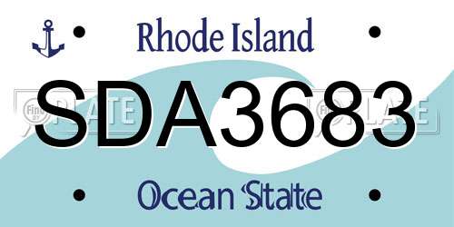 SDA3683 Rhode Island License Plate