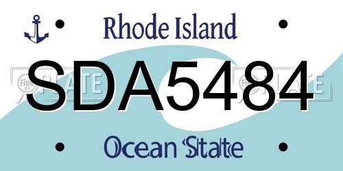 SDA5484 Rhode Island License Plate