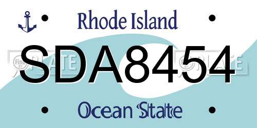 SDA8454 Rhode Island License Plate