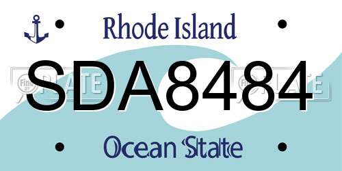 SDA8484 Rhode Island License Plate