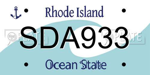 SDA933 Rhode Island License Plate
