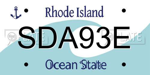 SDA93E Rhode Island License Plate