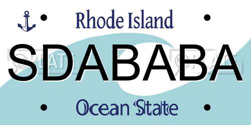 SDABABA Rhode Island License Plate