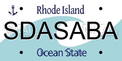 SDASABA Rhode Island License Plate
