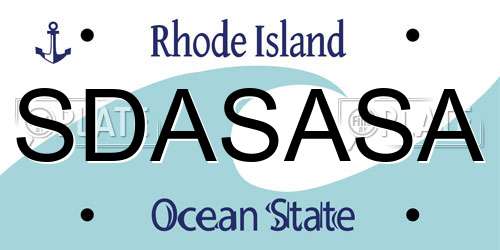 SDASASA Rhode Island License Plate
