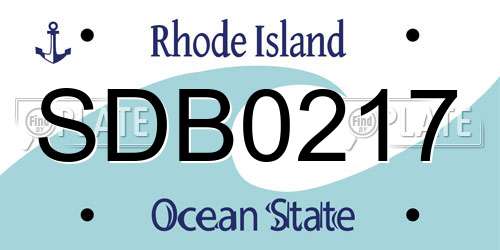 SDB0217 Rhode Island License Plate