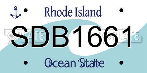 SDB1661 Rhode Island License Plate