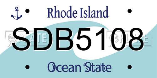 SDB5108 Rhode Island License Plate