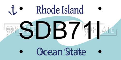SDB71I Rhode Island License Plate