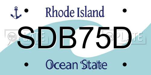 SDB75D Rhode Island License Plate