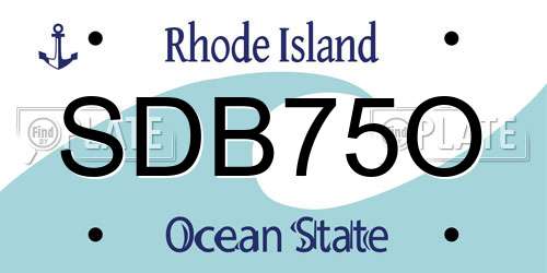 SDB75O Rhode Island License Plate