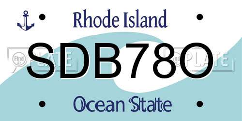 SDB78O Rhode Island License Plate