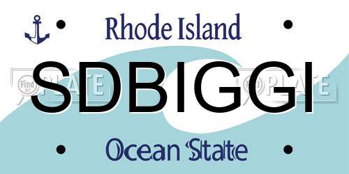 SDBIGGI Rhode Island License Plate