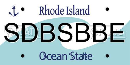 SDBSBBE Rhode Island License Plate