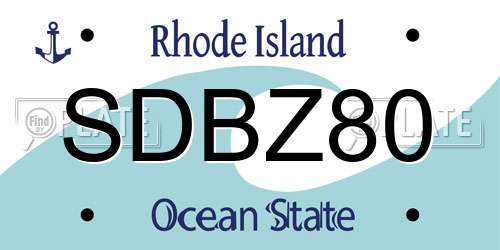 SDBZ80 Rhode Island License Plate