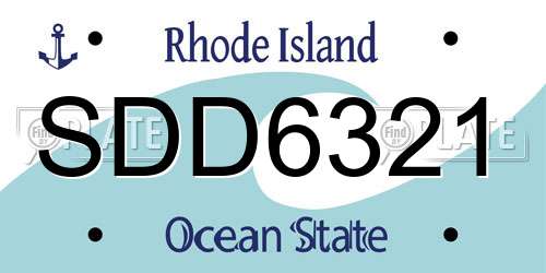SDD6321 Rhode Island License Plate
