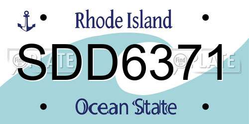 SDD6371 Rhode Island License Plate