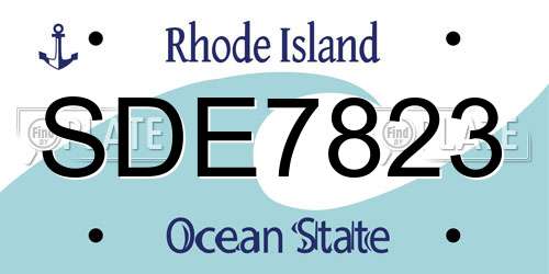 SDE7823 Rhode Island License Plate