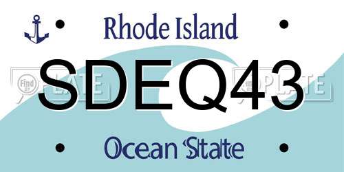 SDEQ43 Rhode Island License Plate