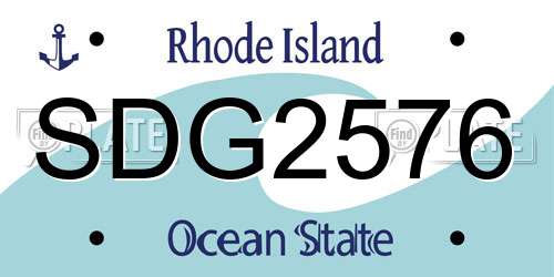 SDG2576 Rhode Island License Plate