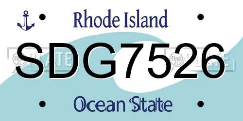 SDG7526 Rhode Island License Plate