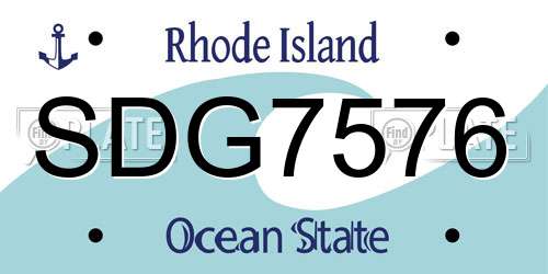 SDG7576 Rhode Island License Plate