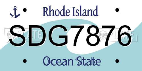 SDG7876 Rhode Island License Plate