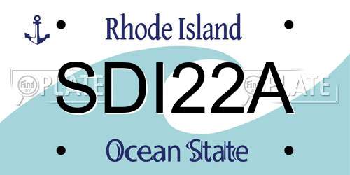 SDI22A Rhode Island License Plate