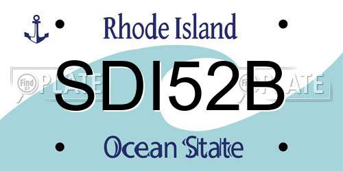 SDI52B Rhode Island License Plate