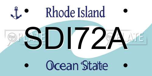 SDI72A Rhode Island License Plate