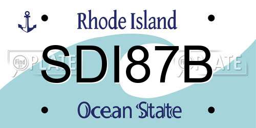 SDI87B Rhode Island License Plate