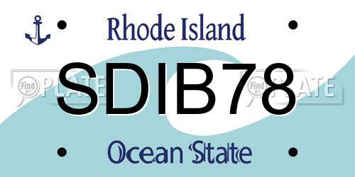SDIB78 Rhode Island License Plate
